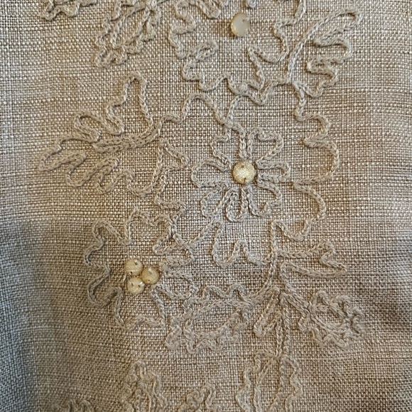 Alfred Dunner Size 18 Light Tan Embroidered & Beaded Jacket W/Pockets - Picture 2 of 4